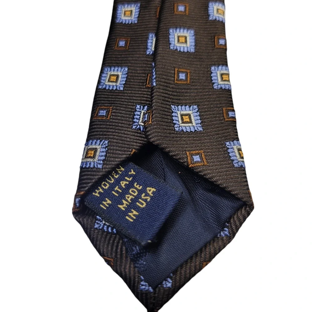 Brooks Brothers Makers Brown Geometric Silk Tie 60